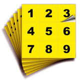 Square Consecutive Number Stickers 1–50 – Vinyl Labels, 7 Colors