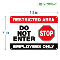 Restricted area employees only sign – 10x7 in, close-up