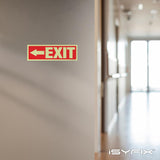 Glow in the dark exit sign with arrows — adhesive vinyl, left arrow, 12 x 4 inch