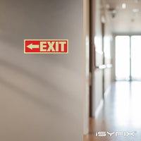 Glow in the dark exit sign with arrows — adhesive vinyl, left arrow, 12 x 4 inch