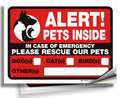 Pets Inside Alert Signs Stickers