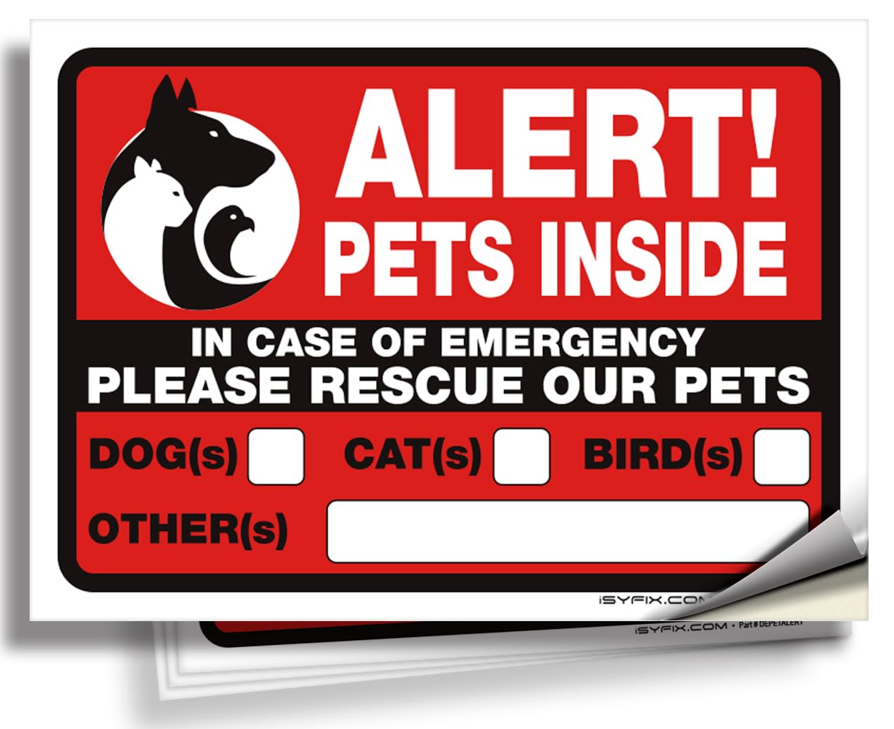 Pets Inside Alert Signs Stickers
