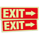 Glow in the dark exit sign with arrows — plastic, right arrow, 12 x 4 inch
