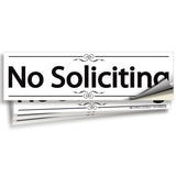 No Soliciting Signs – Vinyl Stickers, 4-Pack, 7 x 2 in (Design 2), 3 Colors