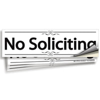 No Soliciting Signs – Vinyl Stickers, 4-Pack, 7 x 2 in (Design 2), 3 Colors