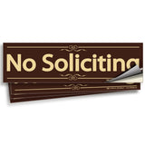 No Soliciting Signs – Vinyl Stickers, 4-Pack, 7 x 2 in (Design 2), 3 Colors