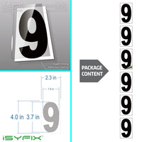 Black vinyl number stickers with background - product gallery