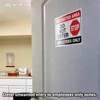 Restricted area employees only sign – 10x7 in, 2-pack, on door