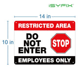 Restricted area employees only sign – 14x10 in, 1-pack