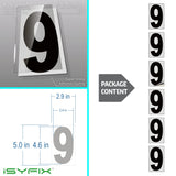 Black vinyl number stickers with background - product gallery