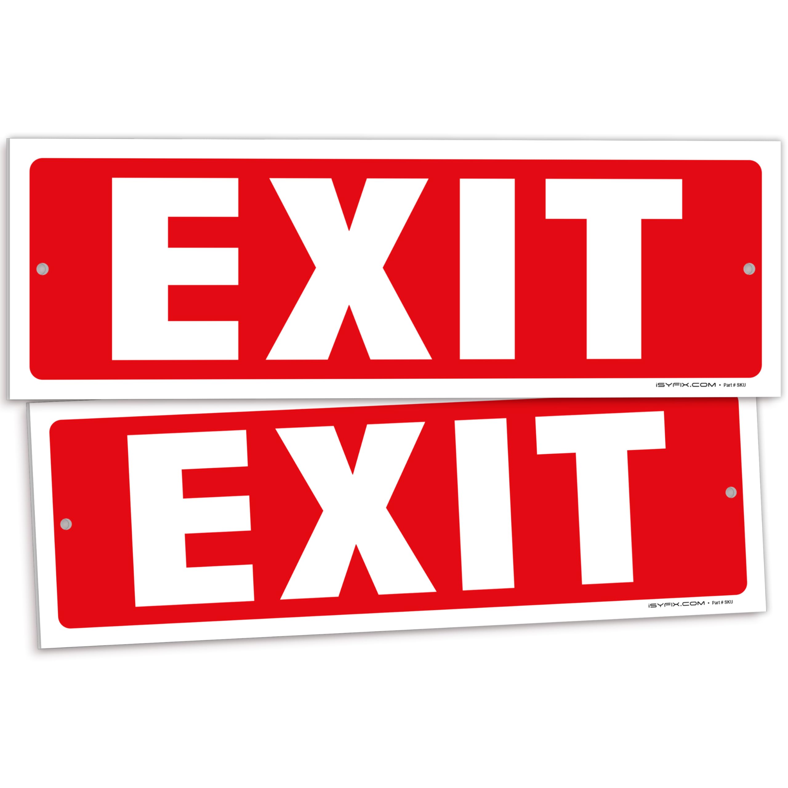 Exit sign with directional arrows — plastic, standard, 12 x 4 inch