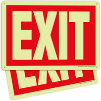 Glow in the Dark Exit Signs – Red, Arrow Options, 10 x 7 in