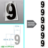 Black vinyl number stickers with background - product gallery