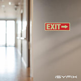 Glow in the dark exit sign with arrows — aluminum, right arrow, 12 x 4 inch