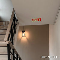 Glow in the dark exit sign with arrows — plastic, down arrow, 12 x 4 inch