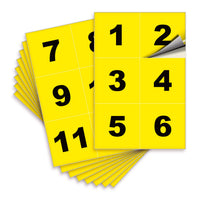 Square Consecutive Number Stickers 1–50 – Vinyl Labels, 7 Colors