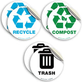 Recycle, Trash & Compost Stickers – 6-Pack Bin Labels, 5 x 5 in