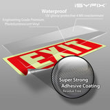 Glow in the dark exit sign with arrows — adhesive vinyl, standard, 12 x 4 inch