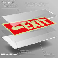 Glow in the dark exit sign with arrows — plastic, left arrow, 12 x 4 inch