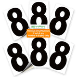 Number 8 black on white background, 2 inch vinyl sticker