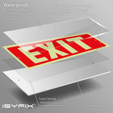 Glow in the dark exit sign with arrows — plastic, standard, 12 x 4 inch