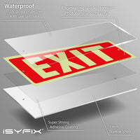 Glow in the dark exit sign with arrows — plastic, standard, 12 x 4 inch