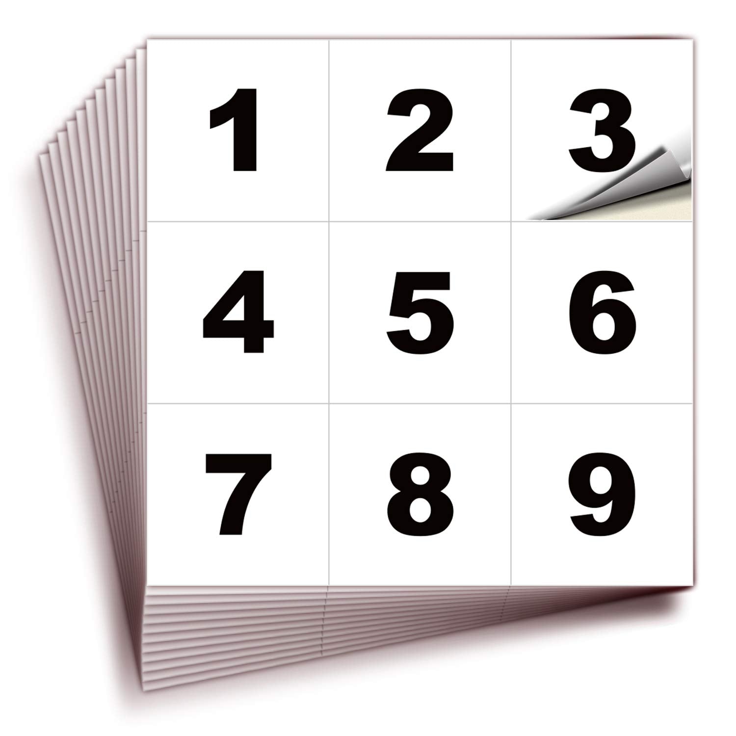 Square Consecutive Number Stickers - 1 to 100
