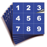 Square Consecutive Number Stickers 1–50 – Vinyl Labels, 7 Colors