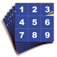 Square Consecutive Number Stickers 1–50 – Vinyl Labels, 7 Colors