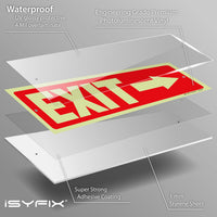 Glow in the dark exit sign with arrows — plastic, right arrow, 12 x 4 inch