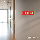 Glow in the dark exit sign with arrows — adhesive vinyl, right arrow, 12 x 4 inch