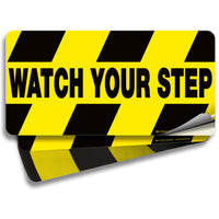 Watch Your Step Floor Decals — Anti-Slip Yellow & Black Caution Stickers