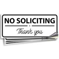 No Soliciting Signs – Vinyl Stickers, 4-Pack, 7 x 3 in (Design 2), 3 Colors