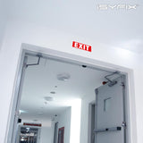 Exit sign with directional arrows — plastic, standard, 12 x 4 inch