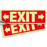 Glow in the dark exit sign with arrows — adhesive vinyl, right & left, 12 x 4 inch