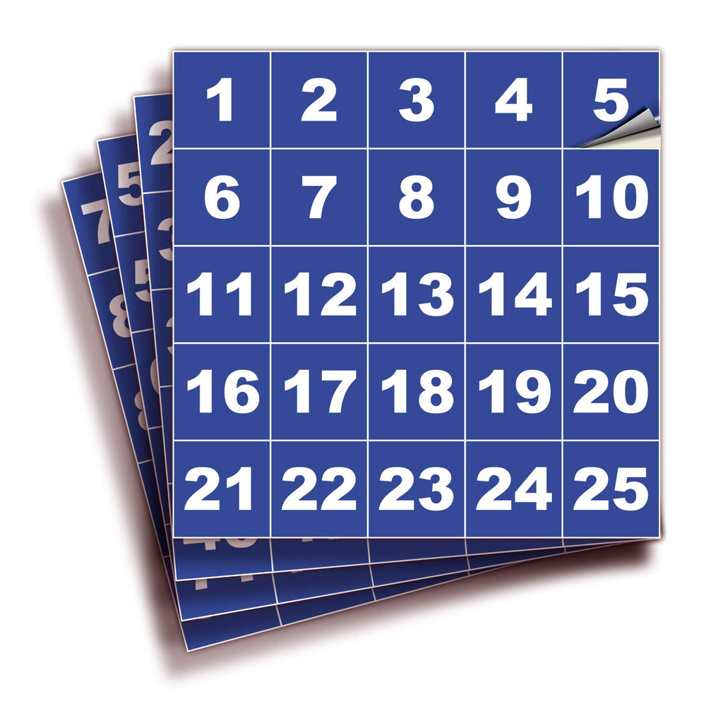 Square Consecutive Number Stickers - 1 to 100
