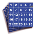 Square Consecutive Number Stickers - 1 to 100