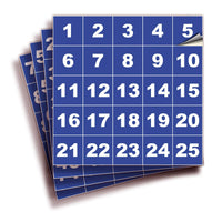 Square Consecutive Number Stickers 1–100 – Vinyl Labels, 7 Colors