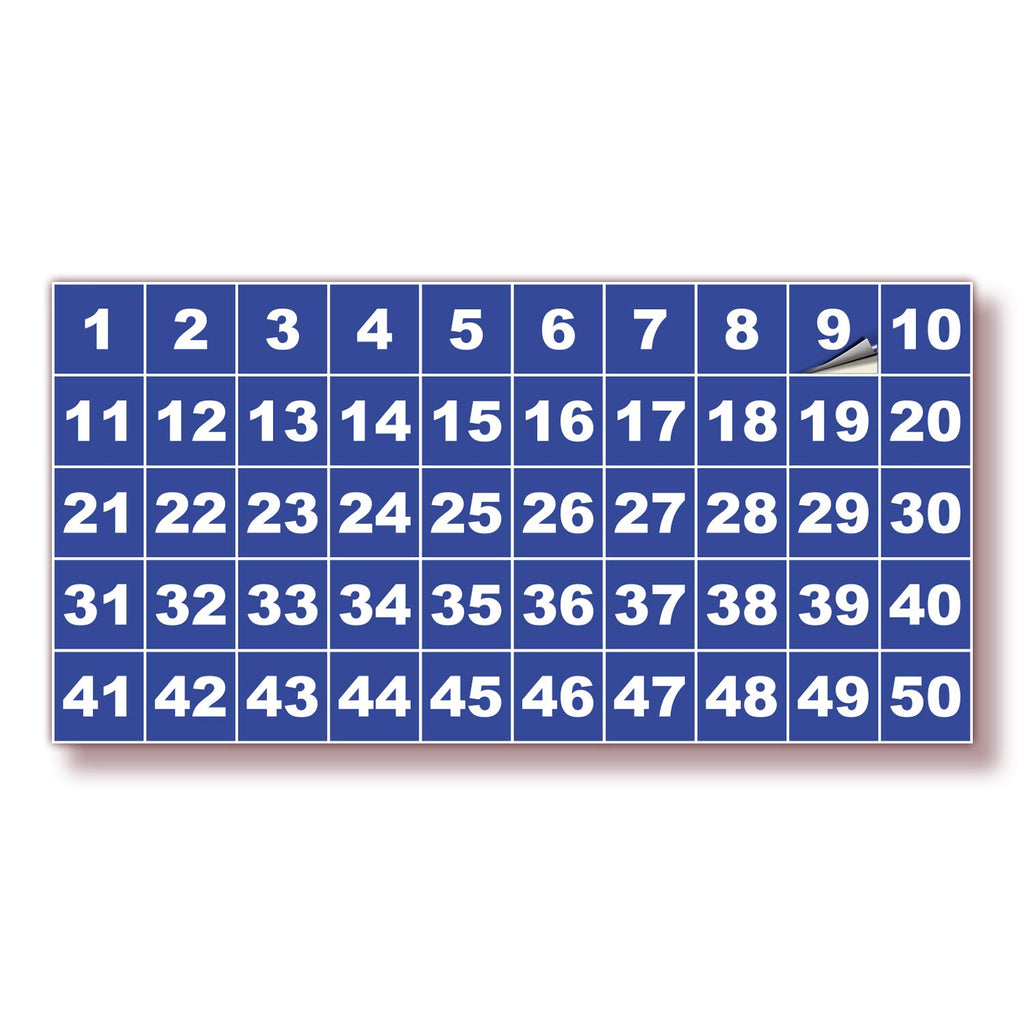 Square Consecutive Number Stickers - 1 to 50