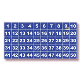 Square Consecutive Number Stickers 1–50 – Vinyl Labels, 7 Colors