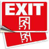 Exit Sign Stickers – Two-Tone Vinyl Decals, 2-Pack, 10 x 7 in