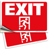 Exit Sign Stickers – Two-Tone Vinyl Decals, 2-Pack, 10 x 7 in