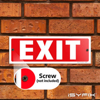 Exit sign with directional arrows — plastic, standard, 12 x 4 inch