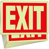 Glow in the Dark Exit Signs – Red, Arrow Options, 10 x 7 in