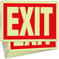 Glow in the Dark Exit Signs – Red, Arrow Options, 10 x 7 in