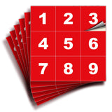 Square Consecutive Number Stickers 1–50 – Vinyl Labels, 7 Colors