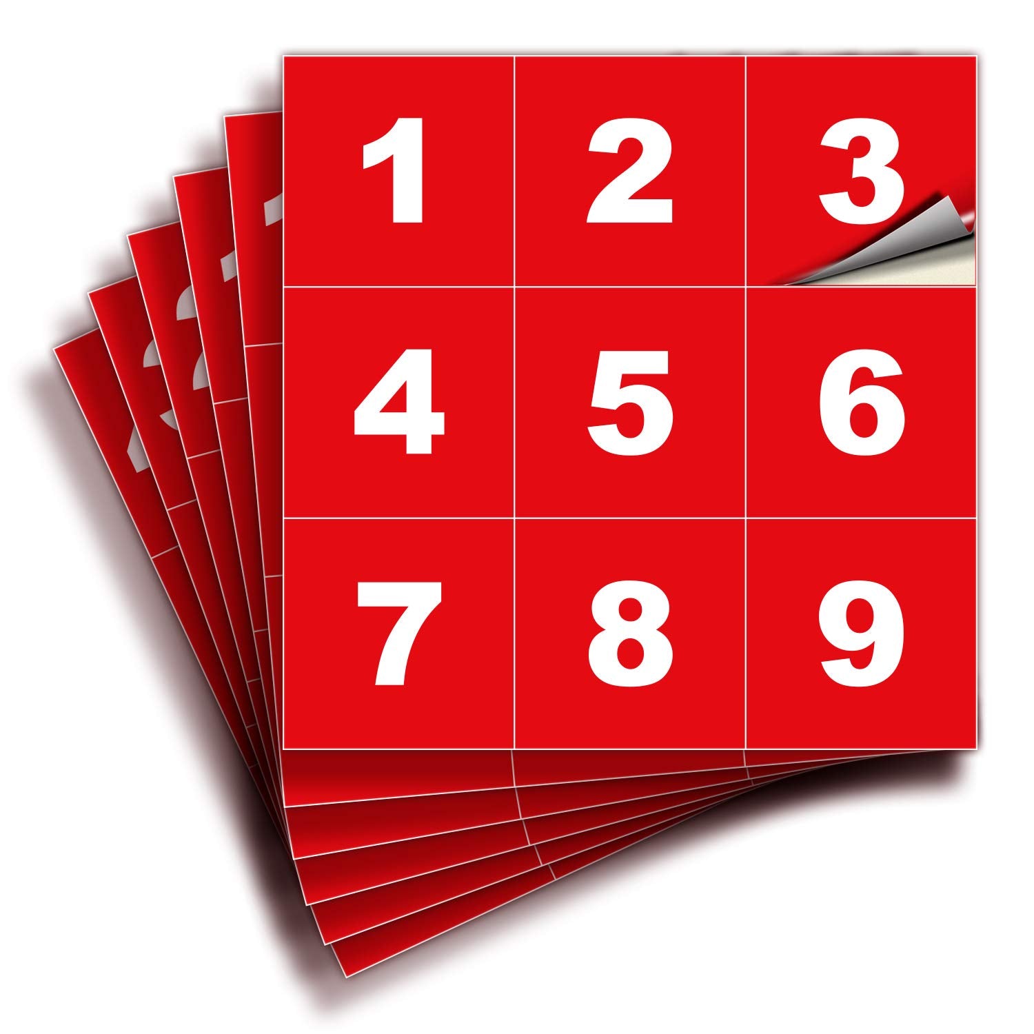 Square Consecutive Number Stickers - 1 to 50