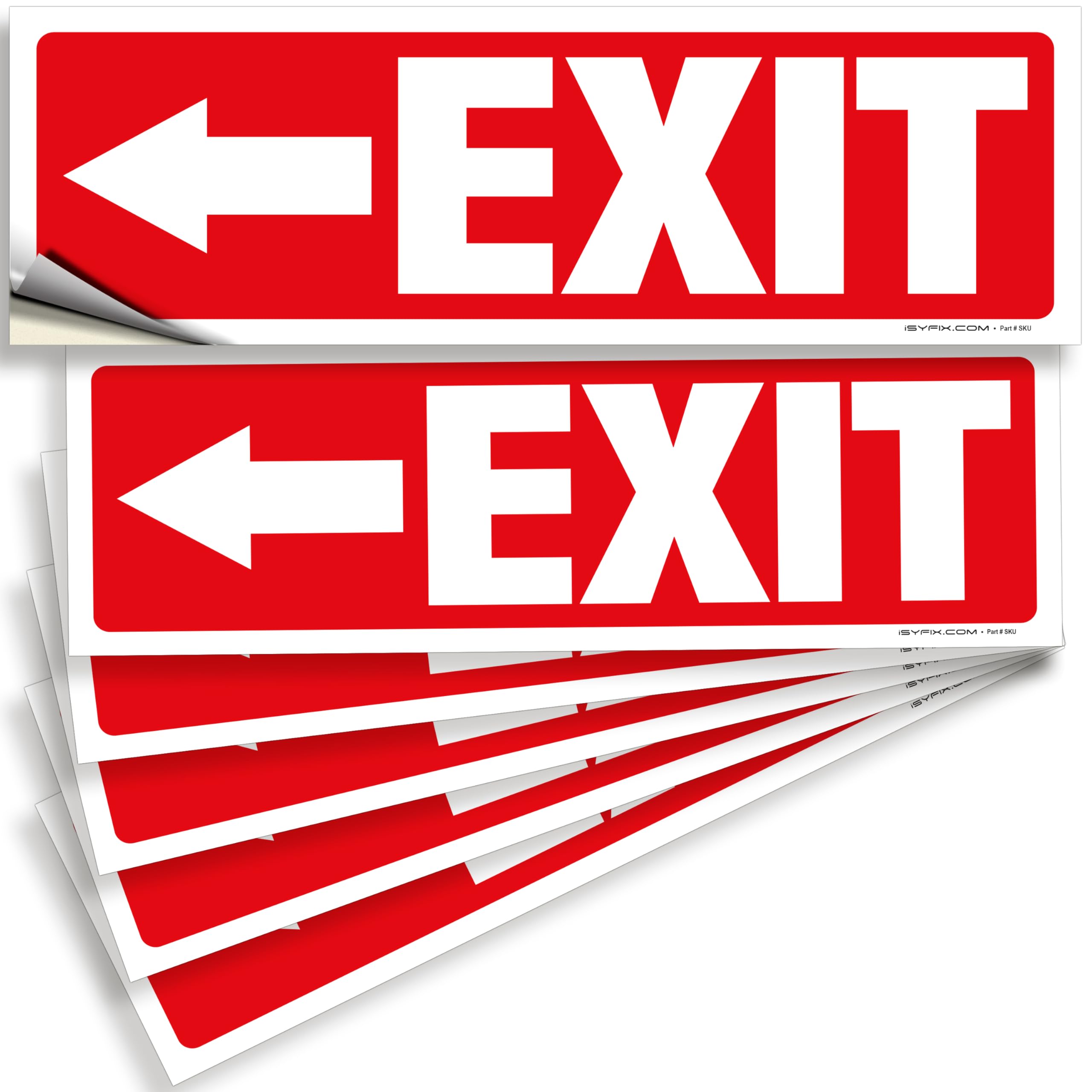 Exit sign with directional arrows — adhesive vinyl, left arrow, 12 x 4 inch