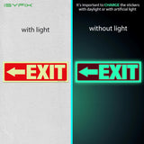 Glow in the dark exit sign with arrows — adhesive vinyl, left arrow, 12 x 4 inch