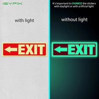 Glow in the dark exit sign with arrows — adhesive vinyl, left arrow, 12 x 4 inch